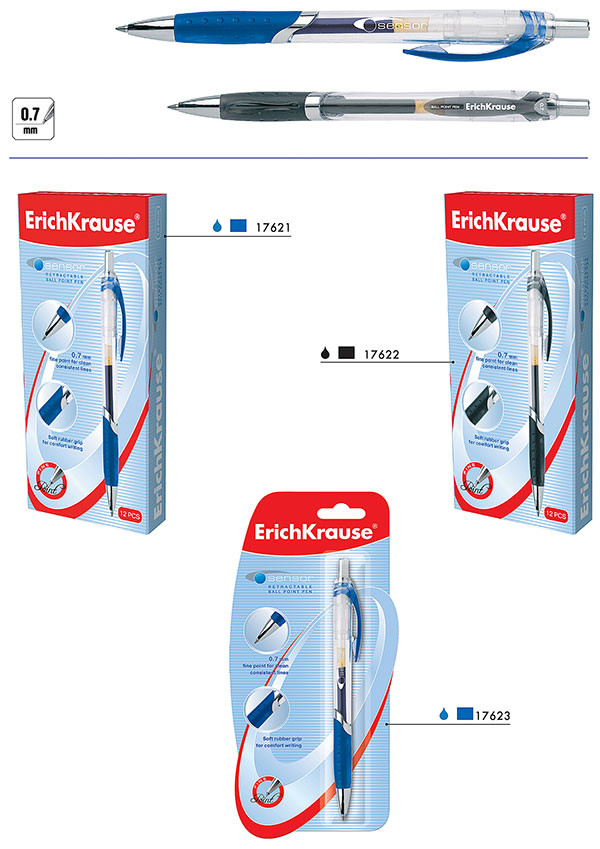 Стержень шар.д\автом ручек Erich Krause SENSOR 113м синий, 17907