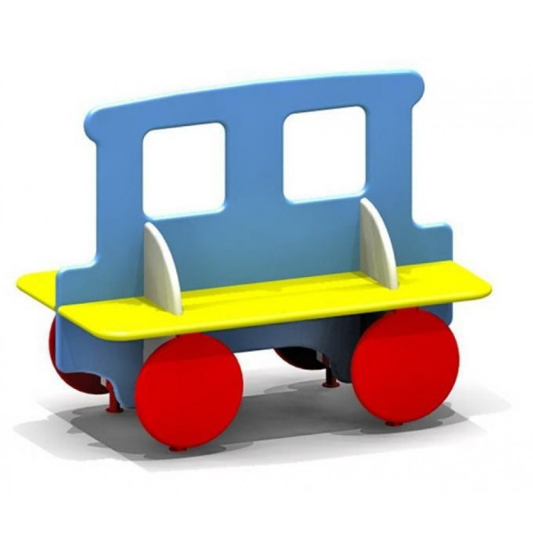 Скамейка детская "Вагончик" (от 1 до 7 лет), влагостойкая фанера, размеры 1100х624 мм
