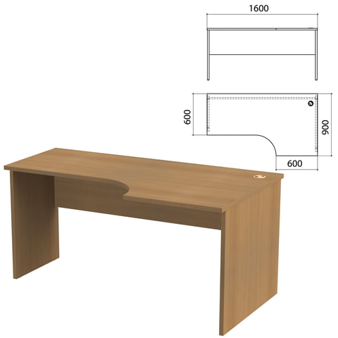 Стол письменный эргономичный "Этюд", 1600х900х750 мм, правый, орех онтарио