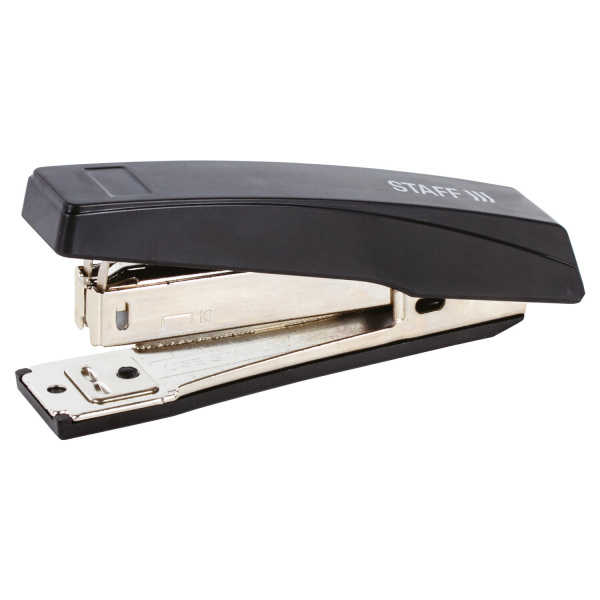 Степлер №10 STAFF "Basic", до 10 листов, с антистеплером, черный