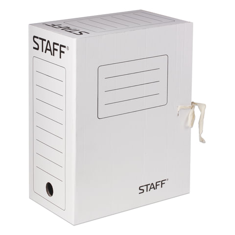 Папка архивная с завязками STAFF 150мм, микрогофрокартон, белая, до 1400л.
