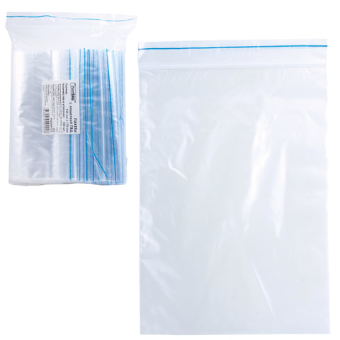 Пакеты с замком "зиплок" (гриппер), КОМПЛЕКТ 100шт., 120х170мм, 35 мкм