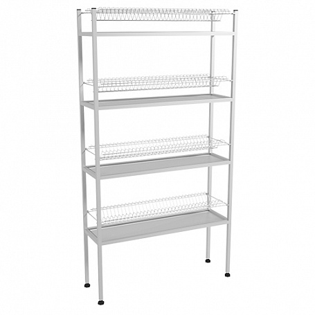 Стеллаж для тарелок СТАНДАРТ СКТН-4КС (сетки хром., каркас нерж.), 895х270х1680(1700) мм.