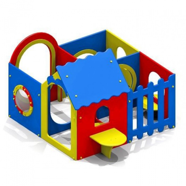 Домик-лабиринт 4 секции, от 2 лет, деревянный брус, 2000х2110 мм, Н=1300 мм