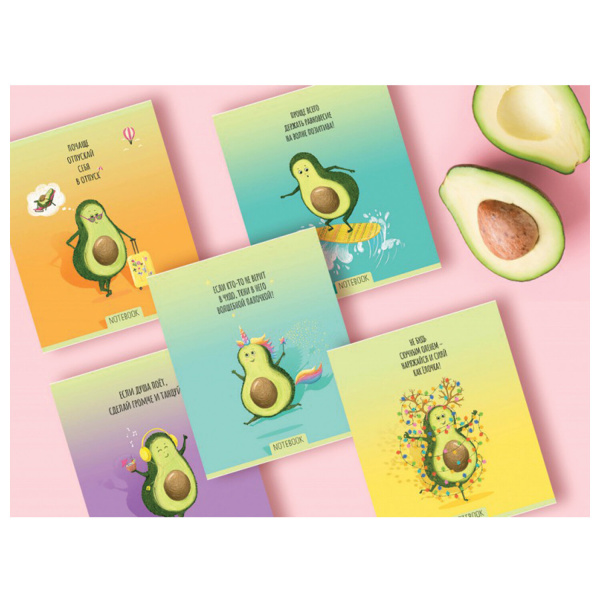 Тетрадь 48л. клетка ПЗБМ, скоба, Soft Touch, фольга, лак, «Не будь скучным, Avocado»