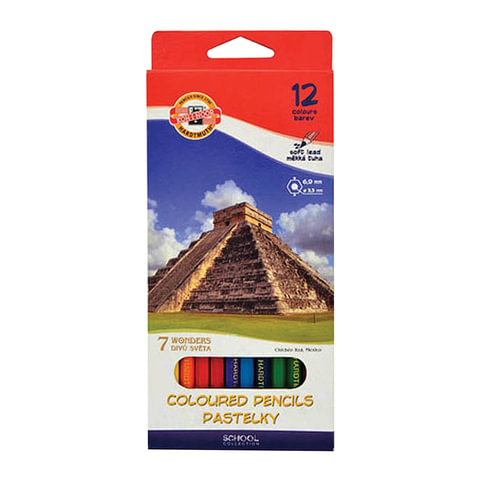 Карандаши цветные KOH-I-NOOR "7 чудес света", 12 цветов, грифель 3,2 мм, заточенные, картонная упако
