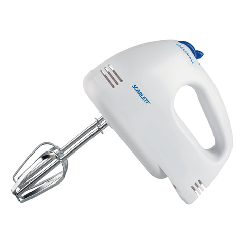 Миксер SCARLETT SC-HM40S03, 200 Вт, 7 скоростей, 2 венчика, 2 крюка для теста, белый, SC - HM40S03 