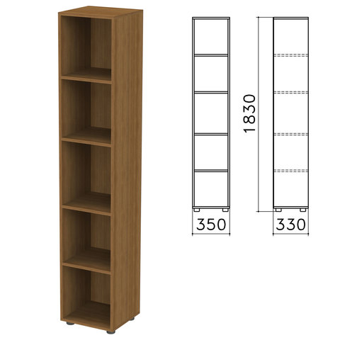 Шкаф (стеллаж) "Канц" (ш350*г330*в1830 мм), 4 полки, цвет орех