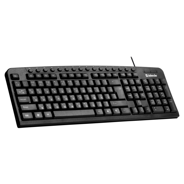 Клавиатура проводная DEFENDER Focus HB-470, USB, 104 клавиши + 19 дополнительных клавиш, черная, 454