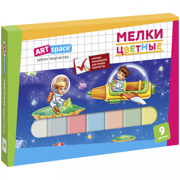 Набор цветного мела ArtSpace, 9цв., картонная коробка