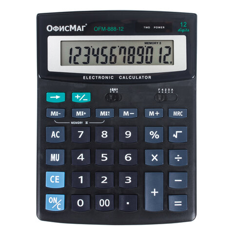 Калькулятор ОФИСМАГ настольный OFM-888-12, 12 разрядов, двойное питание, 200х150мм