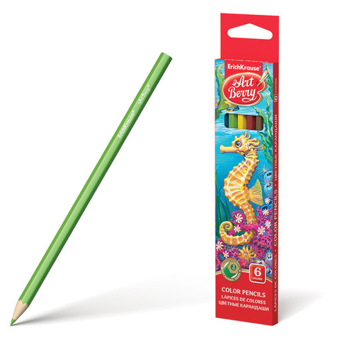 Карандаши цветные ERICH KRAUSE, 6 цветов, заточенные, картонная упаковка с европодвесом Карандаши цветные ERICH KRAUSE, 6 цветов, заточенные, картонная упаковка с европодвесом