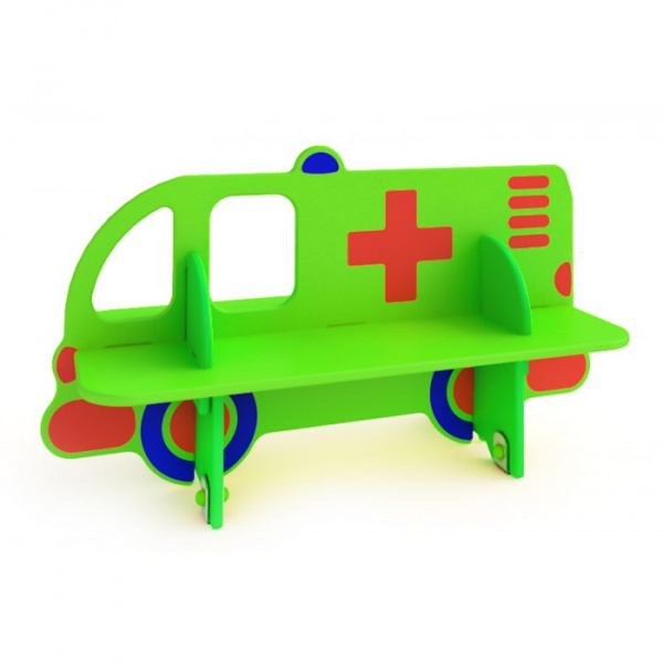 Скамейка детская "Скорая помощь", 2-7 лет, влагостойкая фанера, размеры 600х1300мм