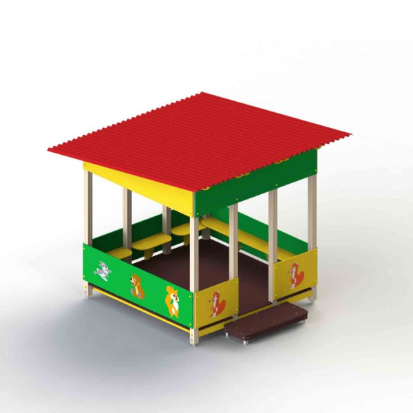 Теневой навес 4386-01,  Деревянный брус, Габаритные размеры: 3100х3250 мм, Н=2850 мм