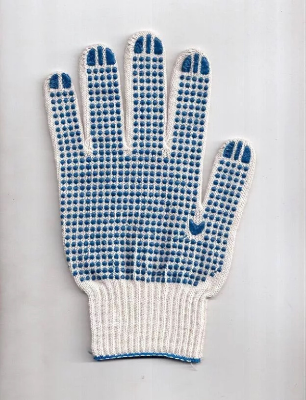 Перчатки х/б 5 нитей 10 класс ПВХ точка Люкс-2
