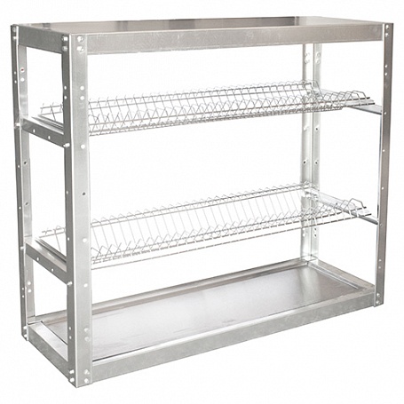 Стеллаж для тарелок СТАНДАРТ СКТН-2КС-М (сетки хром., каркас нерж разборный),905х315х760мм, 4=140