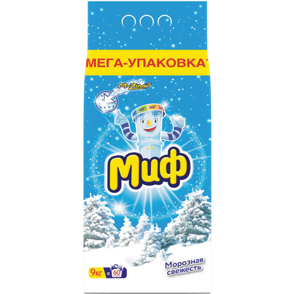 Стиральный порошок МИФ 3в1 автомат 9кг ,"Морозная свежесть", ш/к 75598