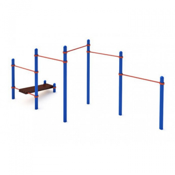 Каскад разноуровневых турников с лавкой для преса