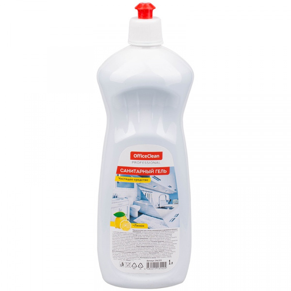 Чистящее средство OfficeClean "Professional. Санитарный гель. Лимон", кислота, пуш-пул, 1л