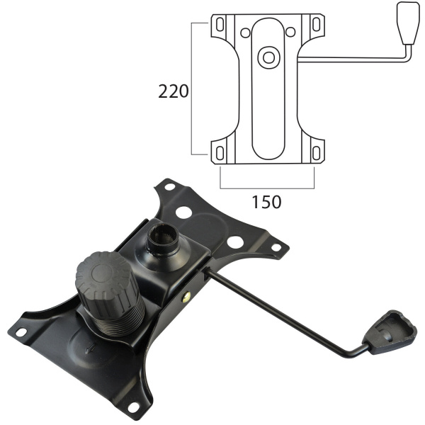 Механизм качания BRABIX "Топ-ган" для кресла, 150х220 мм. межцентровое расстояние крепежа, 532523