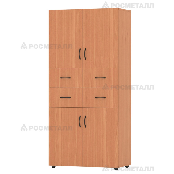 Шкаф широкий с 4-мя дверями и 4 ящиками, 854*445*2010мм, ольха