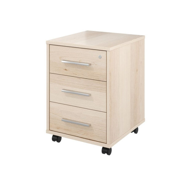 Тумба выкатная 3 ящика с замком 406х446х570 ((Бук артизан перламутровый39)) Канцлер