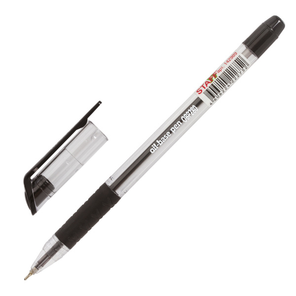 Ручка шариковая масляная с грипом STAFF "Profit", ЧЕРНАЯ, игольчатый узел 0,7 мм, линия письма 0,35 