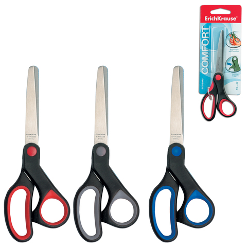 Ножницы ERICH KRAUSE "Comfort" 150мм, ассорти, в карт. упак. с европодвесом,14844, 35109 Ножницы ERICH KRAUSE "Comfort" 150мм, ассорти, в карт. упак. с европодвесом,14844, 35109