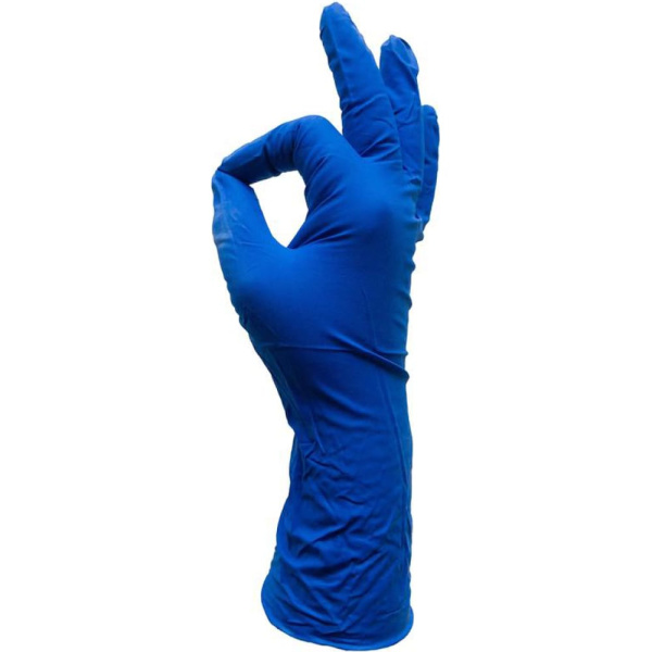 Перчатки латексные прочные синие S, 50 шт/уп. (для контакта с пищ.продуктами)