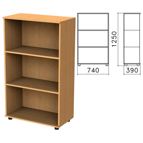 Шкаф (стеллаж) "Монолит" (ш740*г390*в1250 мм), 2 полки, цвет бук, ШМ51.1