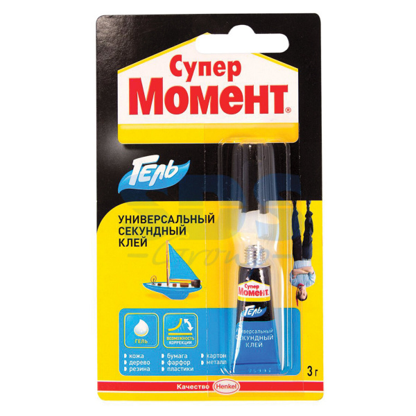 Клей моментальный, гель, Супер МОМЕНТ, 3 г, единичный блистер в шоу-боксе, 874569 