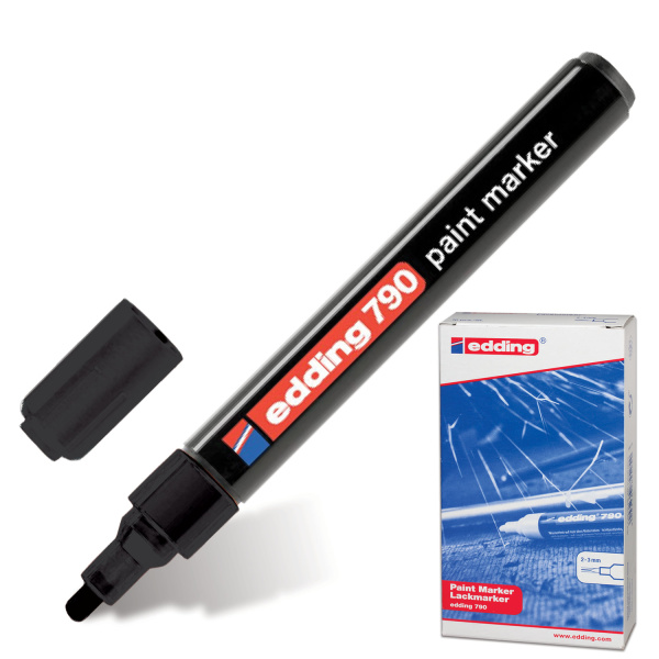 Маркер лаковый EDDING, 2-4 мм, круглый наконечник, пластиковый корпус, черный E-790