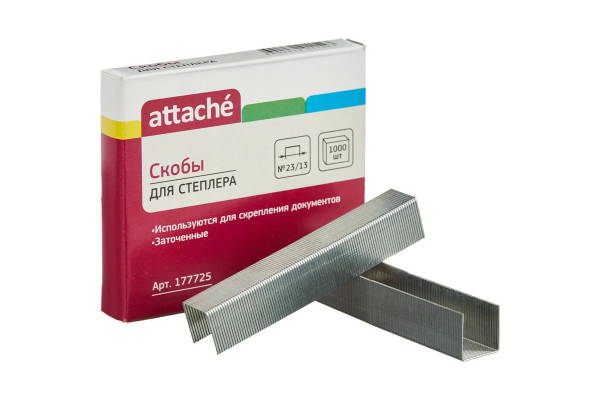 Скобы для степлера №10 Attache оцинкованные (2-20 листов), 1000 шт/уп