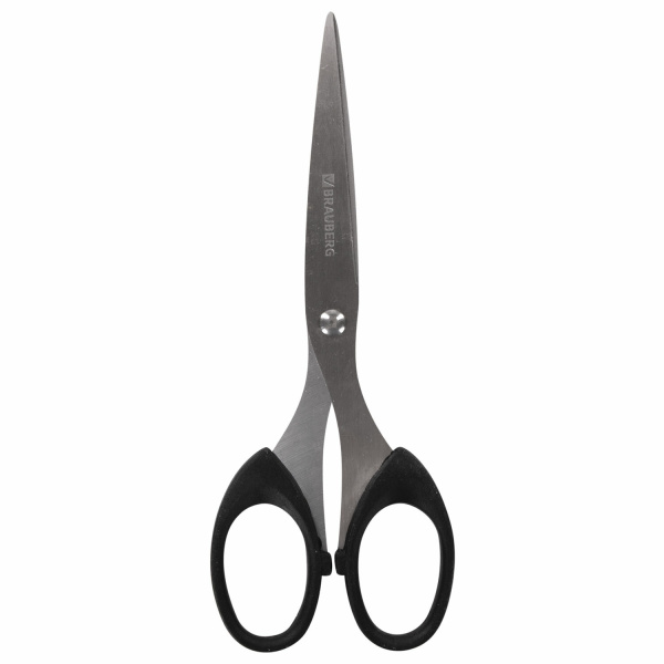Ножницы BRAUBERG "CLASSIC" 160мм, чёрные, в карт. упак. с европодвесом, арт.230933