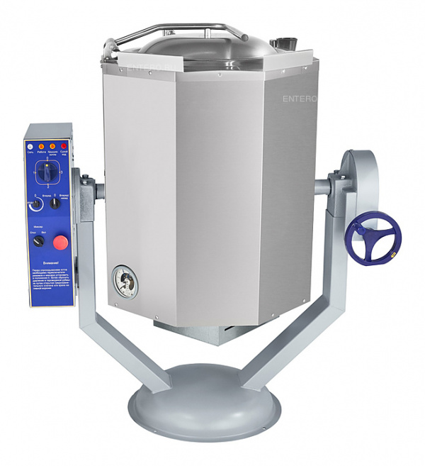 Котел пищеварочный ручное опрокидывание, нижний привод миксера, цельнотянутый (60л,100 С, пар. рубаш