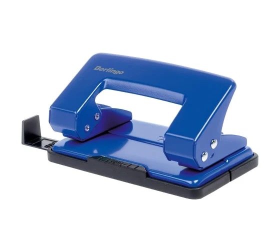 Дырокол 10 листов с линейкой Lamark Mettallic синий