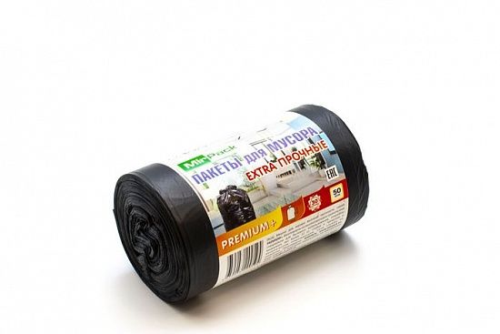 Мешки д/мусора 30л "PREMIUM+" в рулоне 50шт., ПСД, 20 мкм, размер 50х60 см, черные