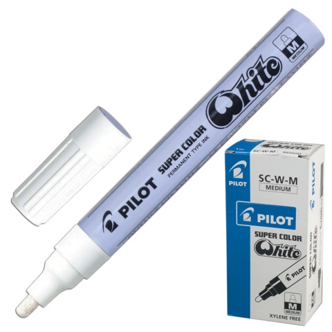 Маркер лаковый PILOT SC-W-M, 2мм, круглый наконечник, алюминиевый корпус, белый