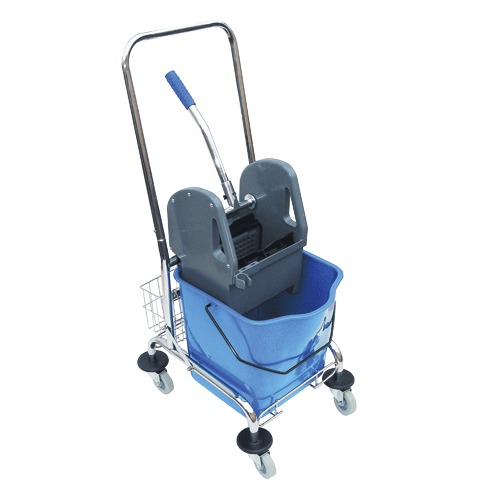Тележка уборочная 1-съемное ведро 25л, мех. отжим, большая сетчат. корзина для бытов. химии, AF 082 