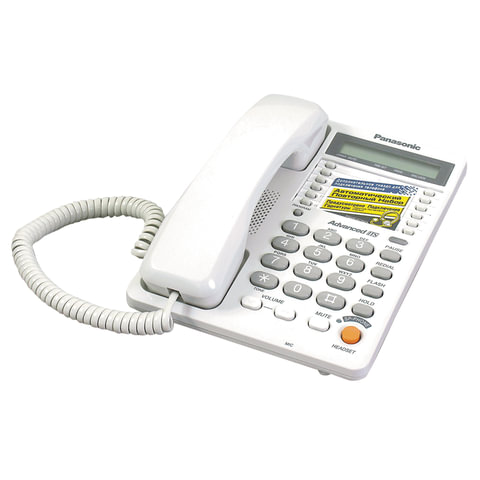 Телефон PANASONIC KX-TS2365RUW, память 30 ном., ЖК дисплей с часами, автодозвон, спикерфон