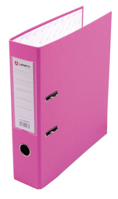 Папка-регистратор Lamark PP 80мм розовый, металл.окантовка, карман, собранная