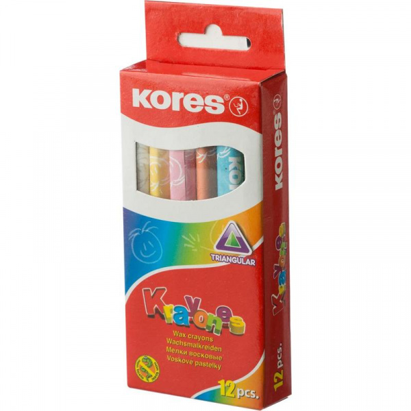 Мелки восковые 12цв трехгранные KRAYONES Kores 33101.02