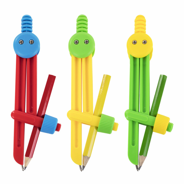 Циркуль ПИФАГОР пластиковый с карандашом, в чехле