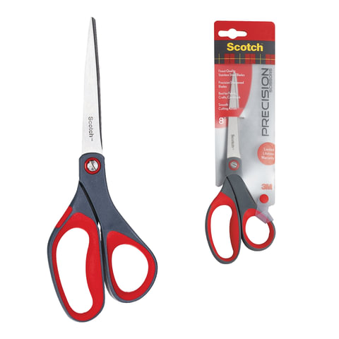Ножницы SCOTCH "Precision" 200мм, для точной резки, эргономичные, подшипник, красн, европодвес, 1448 Ножницы SCOTCH "Precision" 200мм, для точной резки, эргономичные, подшипник, красн, европодвес, 1448
