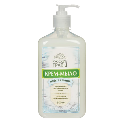 Мыло-крем жидкое 500мл РУССКИЕ ТРАВЫ нейтральное, дозатор, ш/к 32231 