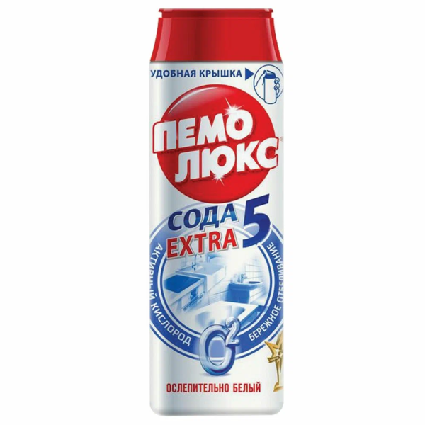 Чистящее средство Пемолюкс "Сода 5 Extra. Ослепительно белый", порошок, 480г, ш/к 80692