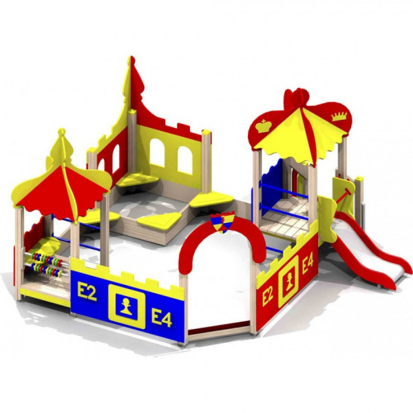 Пес дворик с горкой "Шахматный клуб" (от 2 лет), влагостойкая фанера, 4120х4760 мм, Н=2760 мм